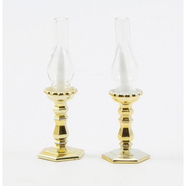 CB90 Polished Gold Candlesticks for Dollhouse Miniature - 2 Piece