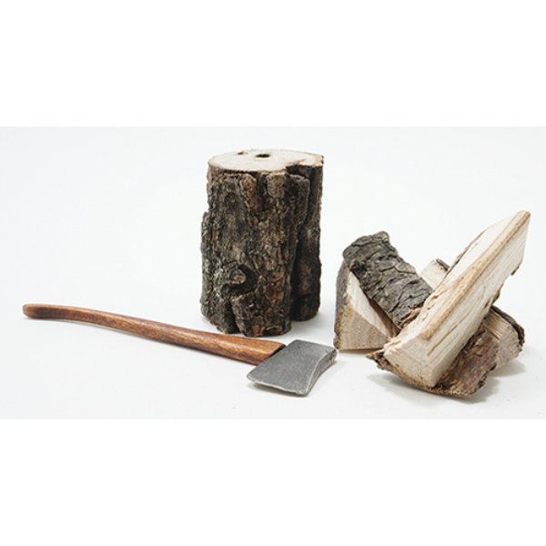 STT780 Axe, Stump & Logs for Dollhouse Miniature