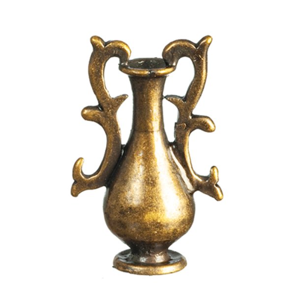 AZS1629 Antique Brass Vase with 2 Handle for Dollhouse Miniature