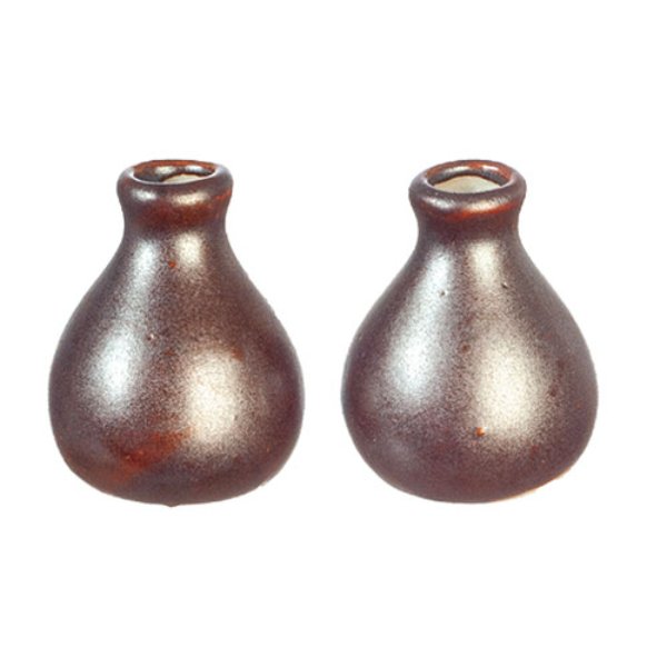 AZG6845 Hand Painted Ceramic Vases for Dollhouse Miniatures - 2 Piece