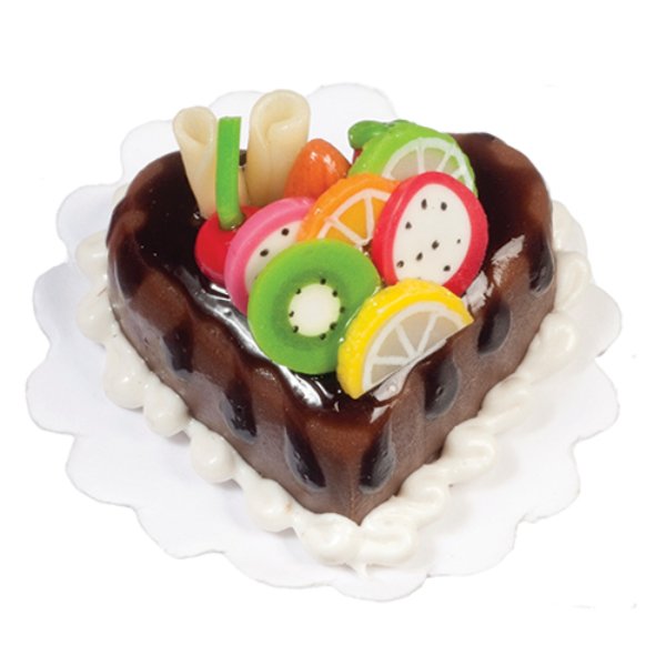 AZG7286 Heart Shaped Chocolate Cake for Dollhouse Miniature