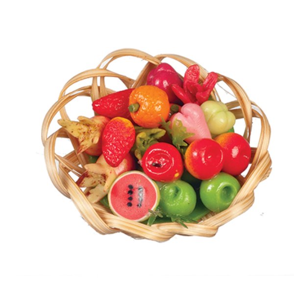 AZG8326 Fruit & Vegetable Basket for Dollhouse Miniature - Assorted Color