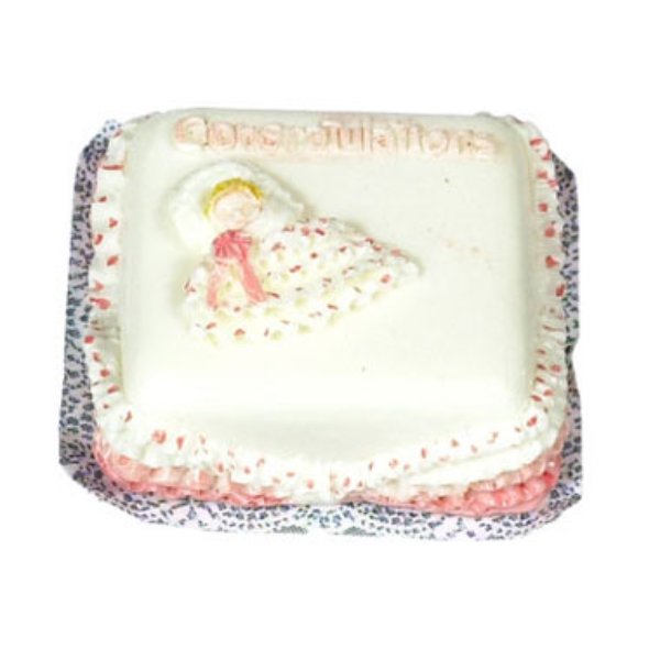 FCA2805 Girl Congratulations Cake for Dollhouse Miniature - 2 Piece