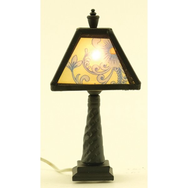 MH1046 Ornate Tiffany Lamp for Dollhouse Miniature - Black