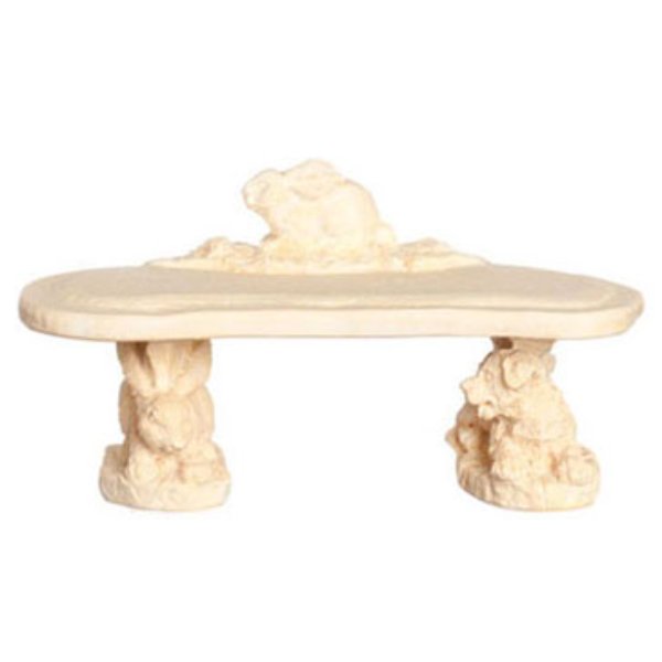 FCA4267IV Bunny Bench for Dollhouse Miniature - Ivory - 2 Piece