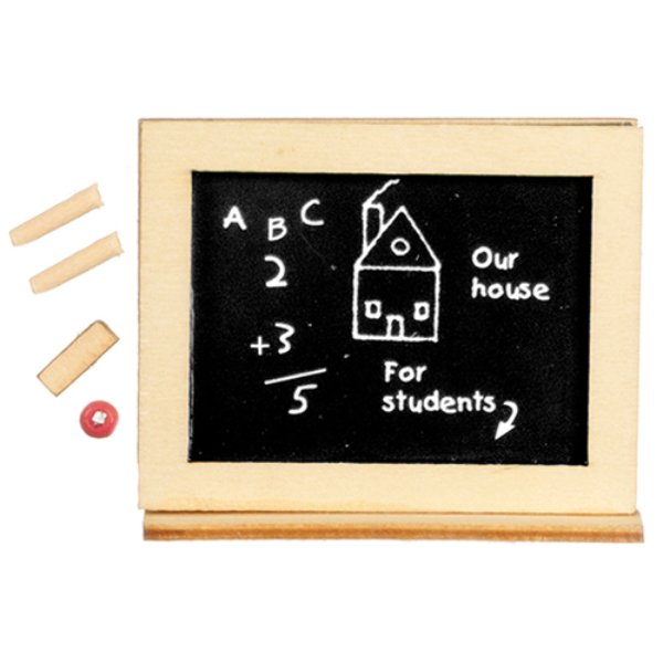 AZG8035 School Chalkboard Set for Dollhouse Miniatures - Green