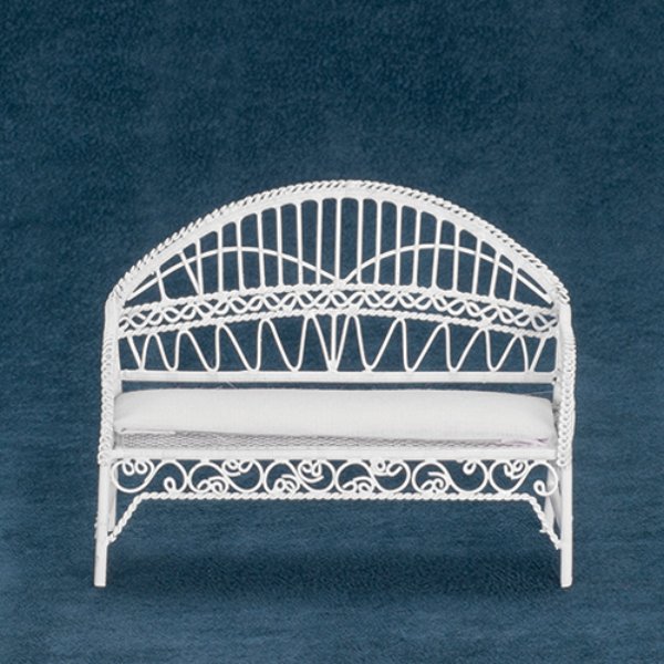 AZEIWF111 CB Patio Bench for Dollhouse Miniature - White Wire