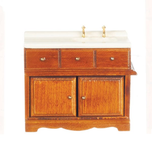 AZT6555 Kitchen Sink for Dollhouse Miniatures - Walnut
