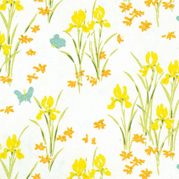 MG91D23 Iris Wallpaper for Dollhouse Miniature - Yellow - 3 Piece