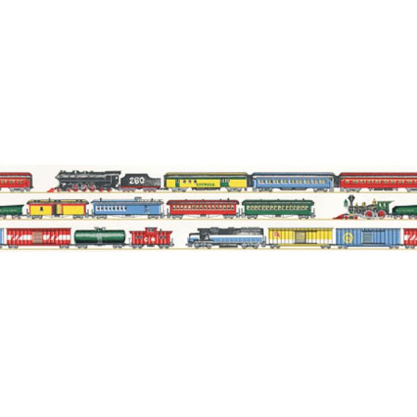 MG136D2 Choo Choo Border Wallpaper for Dollhouse Miniature - Multi Color - 3 Piece