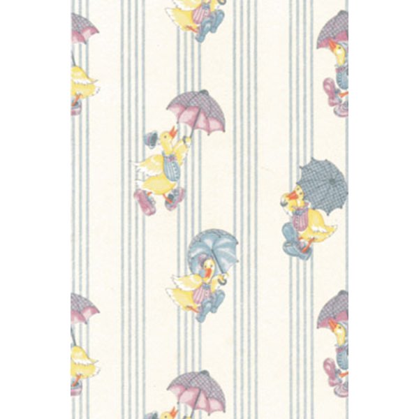 MG152D2 Raining Ducks Wallpaper for Dollhouse Miniature - White - 3 Piece