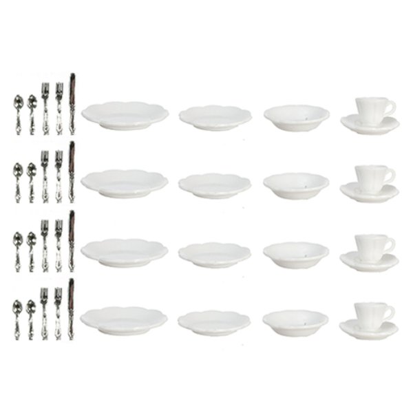 FR40321 Silverware Dishes & Cups for Dollhouse Miniature - 40 Piece