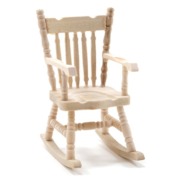 CLA08651 Rocking Chair for Dollhouse Miniature - Unfinished