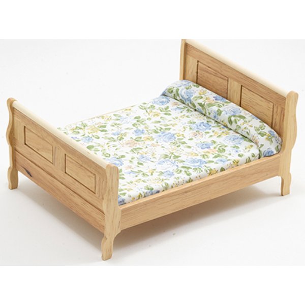 CLA10974   Fabric Sleigh Bed for Dollhouse Miniature - Oak