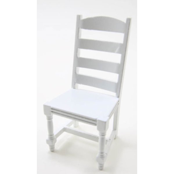 CLA10998 Ladder Back Side Chair for Dollhouse Miniature - White
