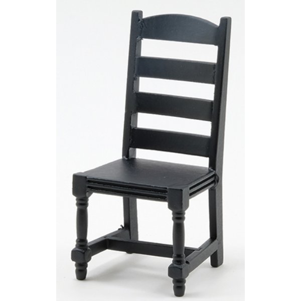 CLA10999 Ladder Back Side Chair for Dollhouse Miniature - Black