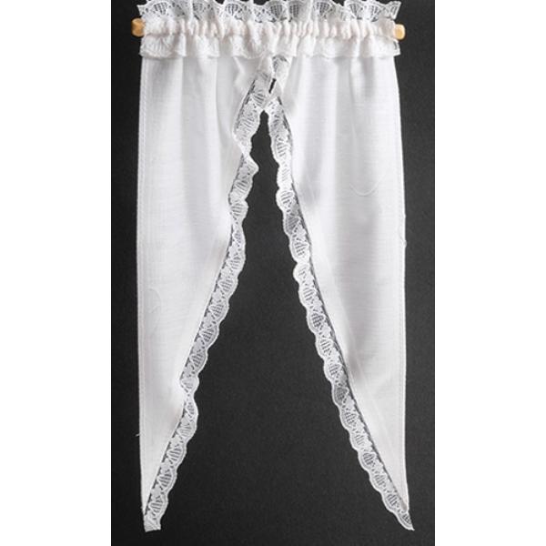 BB53002 Tiffany Ruffle Curtains for Dollhouse Miniature, White