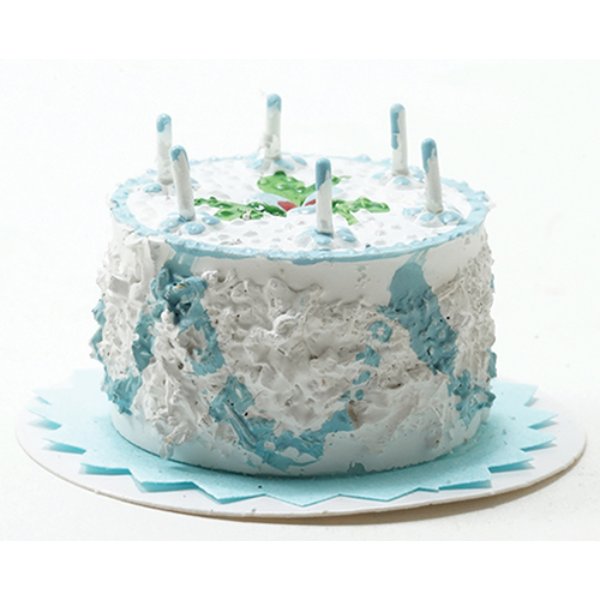 IM65192 Blue Birthday Cake for Dollhouse Miniature