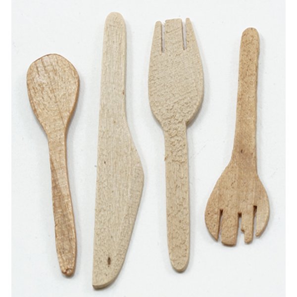 IM65486 Wooden Kitchen Utensils for Dollhouse Miniature - 4 Piece