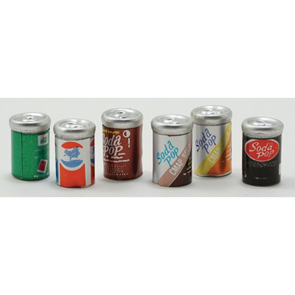 IM65512 Assorted Color Pop Cans for Dollhouse Miniature - 6 Piece