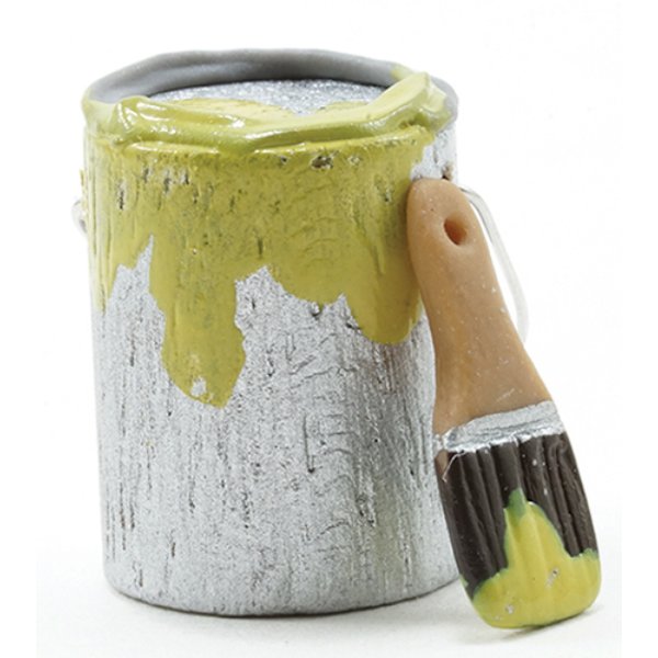 IM65647 Paint Can & Brush Set for Dollhouse Miniature - Yellow