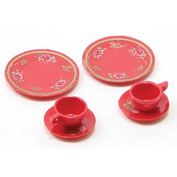 CB065R Dinnerware Set for Dollhouse Miniature - Red