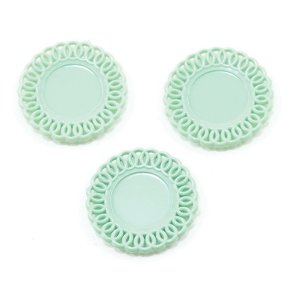 CB153J Lace-Edged Plates for Dollhouse Miniature - Jadeite - 3 Piece