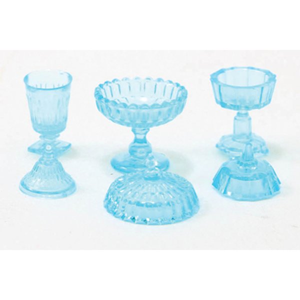 CB68B Candy Dishes for Dollhouse Miniature - Blue - 3 Piece