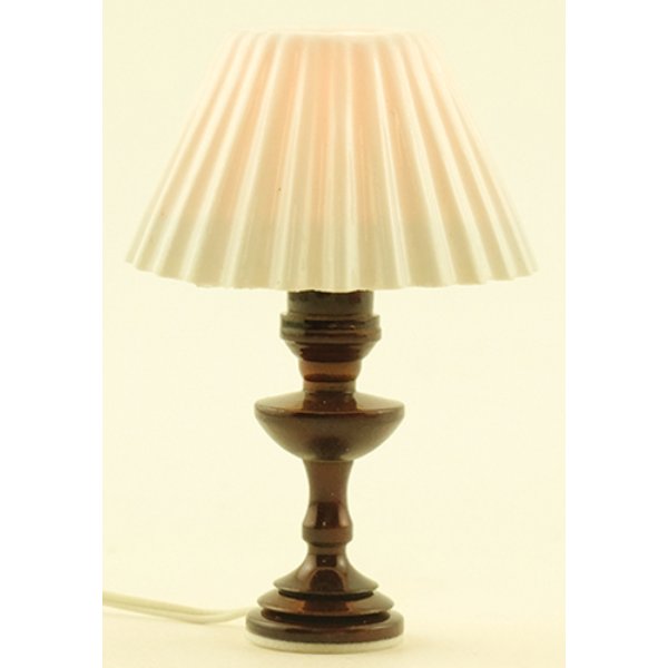 MH725 Table Lamp for Dollhouse Miniature - White Pleated Shade