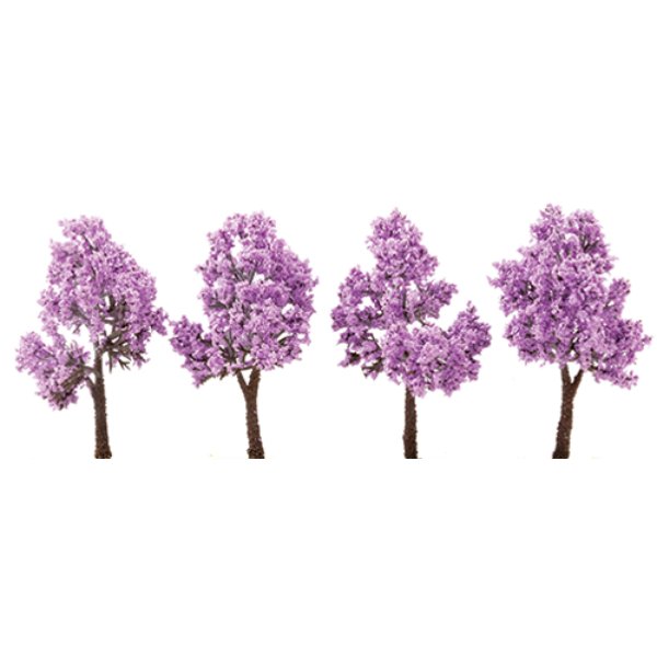 CA6004 3 in. Red Bud Tree with Textured Trunk for Dollhouse Miniature - Pack of 4