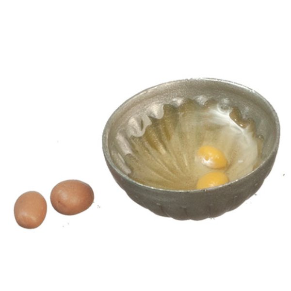 AZA9956 Eggs with Yolks in Bowl for Dollhouse Miniature