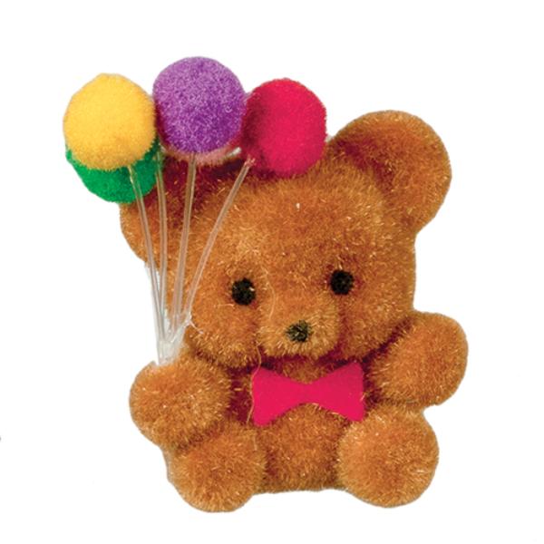 AZB0233 1 in. Flocked Bear with Balloon for Dollhouse Miniature