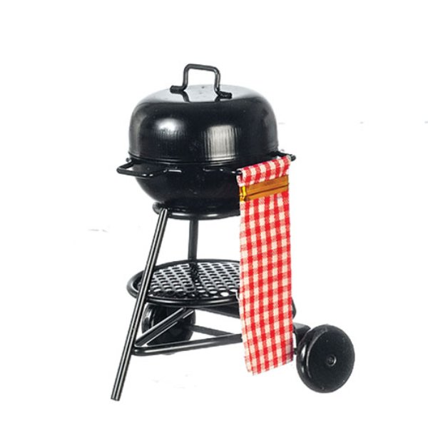 AZB0467 Round Charcoal Grill & Tow for Dollhouse Miniature