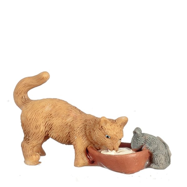 AZB0028 Cat, Mouse & Milk for Dollhouse Miniature