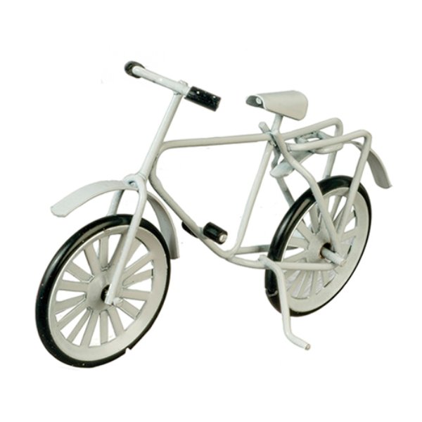 AZB0191 Small White Bicycle for Dollhouse Miniature