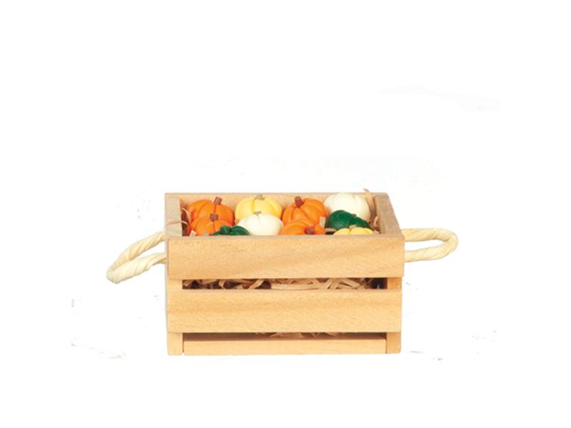 AZB0127 Crate with 10 Pumpkins for Dollhouse Miniatures