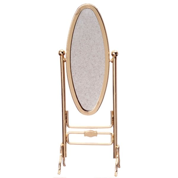 AZB0246 Brass Cheval Mirror for Dollhouse Miniature