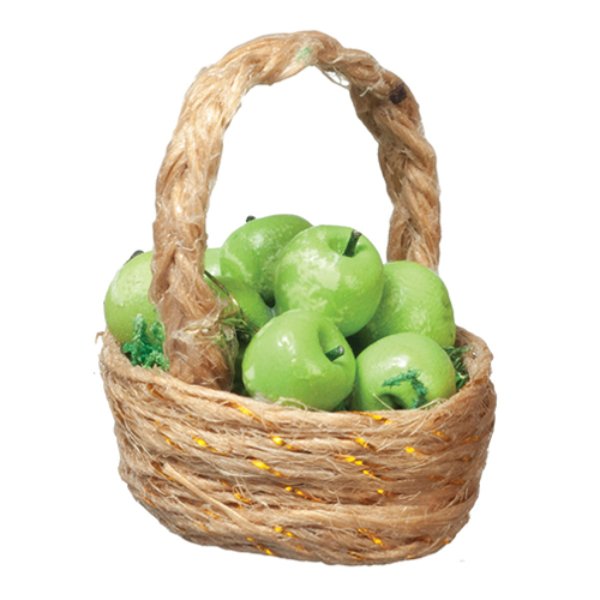 AZB0559 Green Apples in Basket for Dollhouse Miniature
