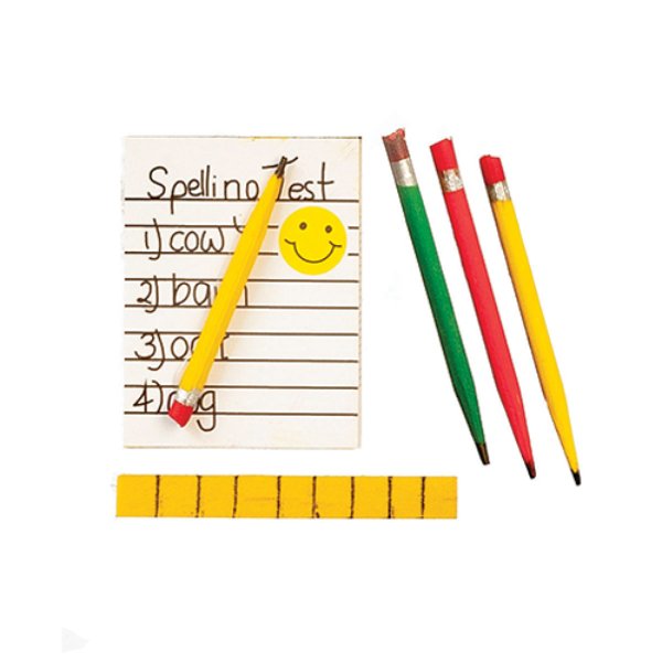 AZB0272 Notebook, Pencils & Ruler for Dollhouse Miniature - 6 Piece