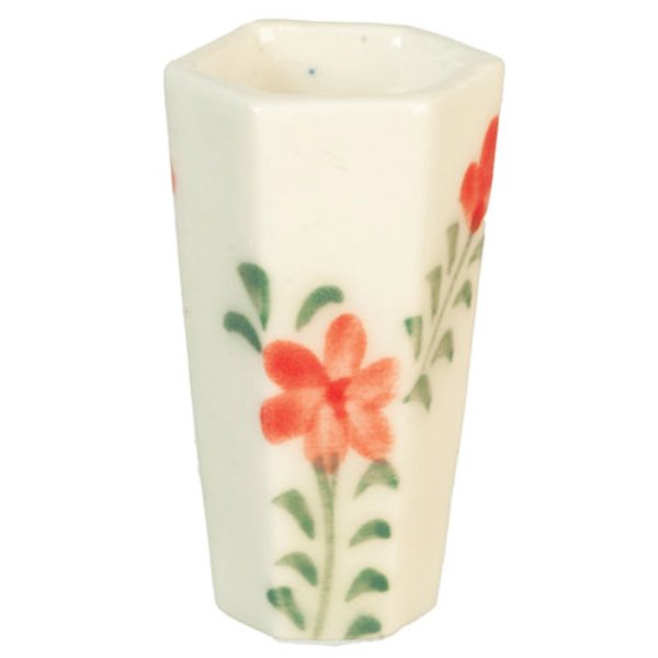 AZG6524 Red Flower on Vase for Dollhouse Miniatures