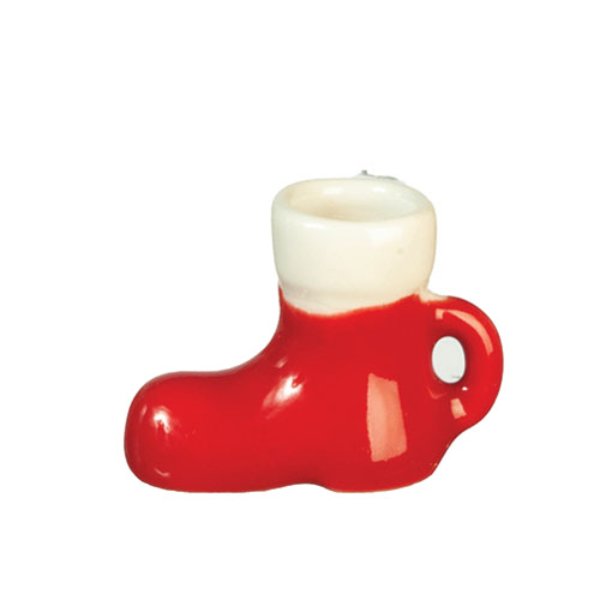 AZG6599 Red & White Santa Boot Mug for Dollhouse Miniature
