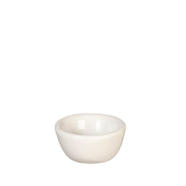AZG6639 Small Round Ceramic Bowl for Dollhouse Miniature - White