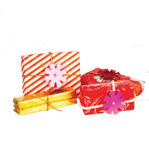 AZB0660 0.75 x 1 x 0.25 in. Christmas Gifts Set for Dollhouse Miniature - 4 Piece