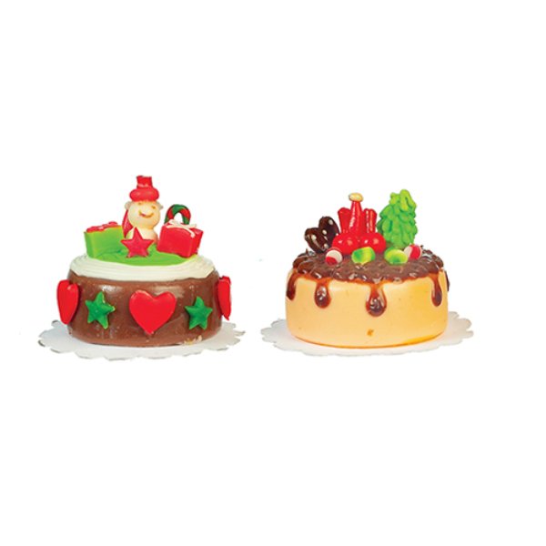 AZG7597 Christmas Cakes Set for Dollhouse Miniature - 2 Piece