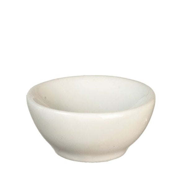 AZG6643 Round Ceramic Bowl for Dollhouse Miniature - White