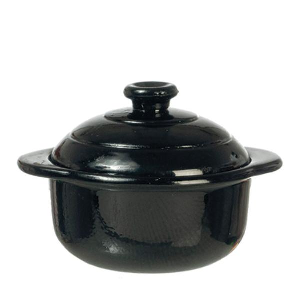 AZB3246 1 x 1.25 x 1.25 in. Pot with Lid Cookware for Dollhouse Miniature, Black - Large