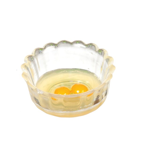 AZG7285 Two Bowls with Raw Eggs for Dollhouse Miniatures