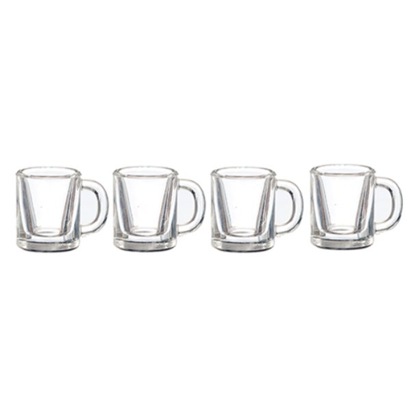 AZG7317 Wide Clear Mugs Set for Dollhouse Miniature - 4 Piece