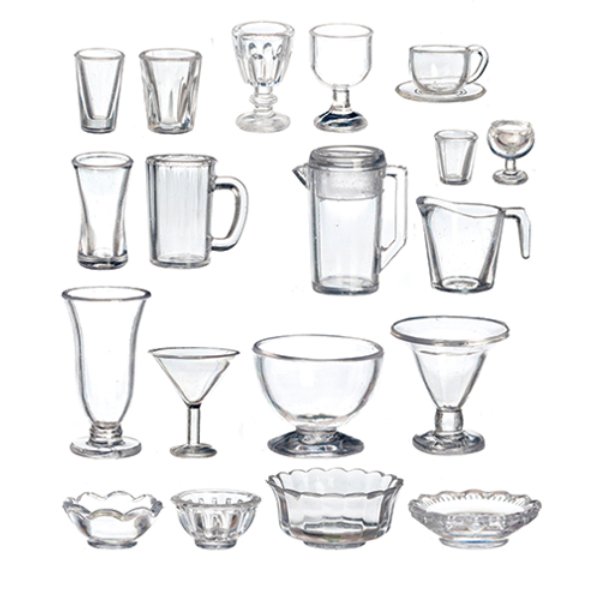 AZG7344 Kitchen Set for Dollhouse Miniature - 21 Piece