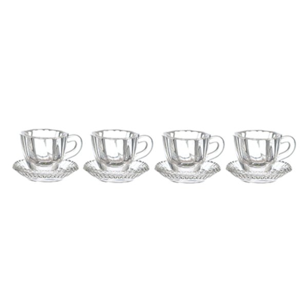 AZG7319 Victorian Cups & Saucers Set for Dollhouse Miniature - 8 Piece